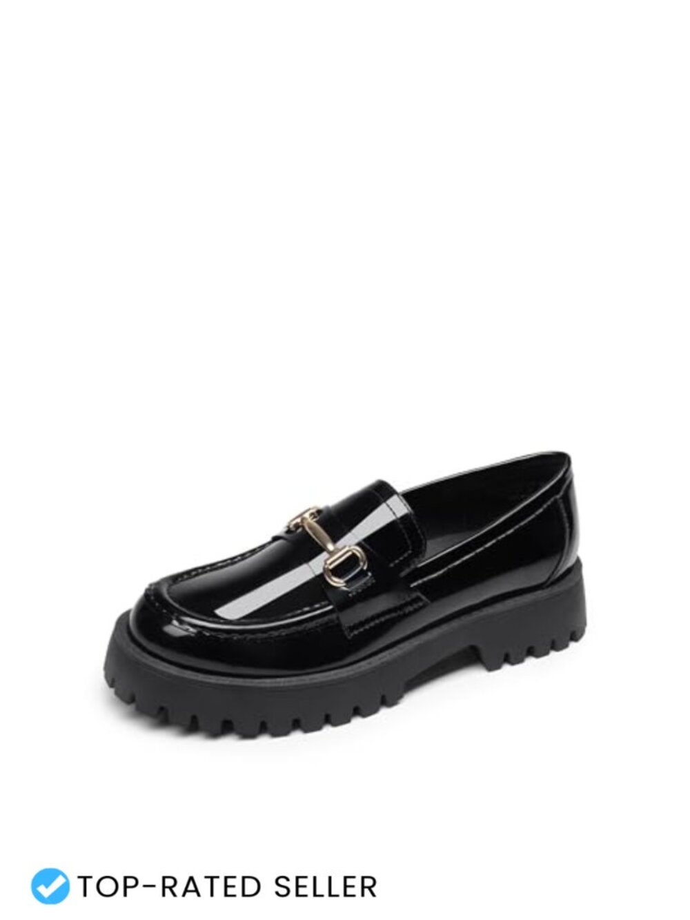 Platform Chunky Loafers Faux Leather Slip-On with Arch Support